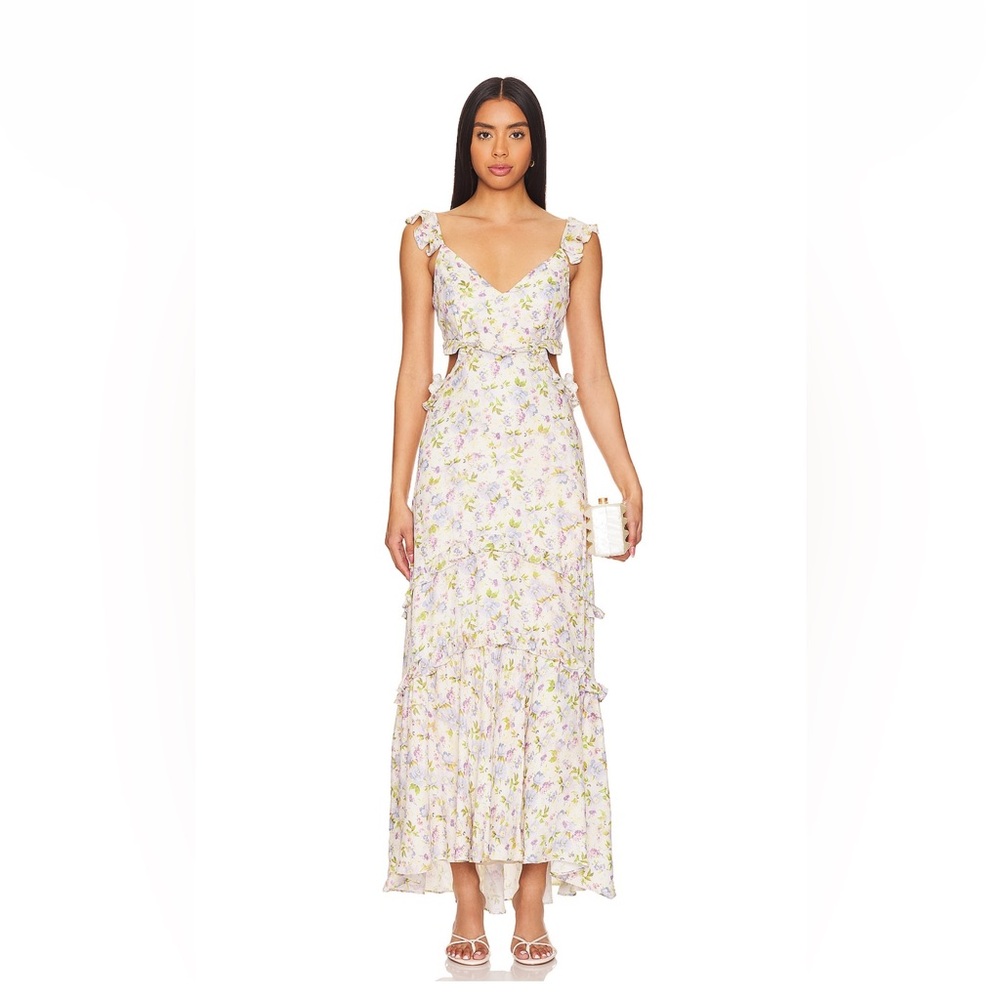Cassis Floral Cutout Maxi Dress